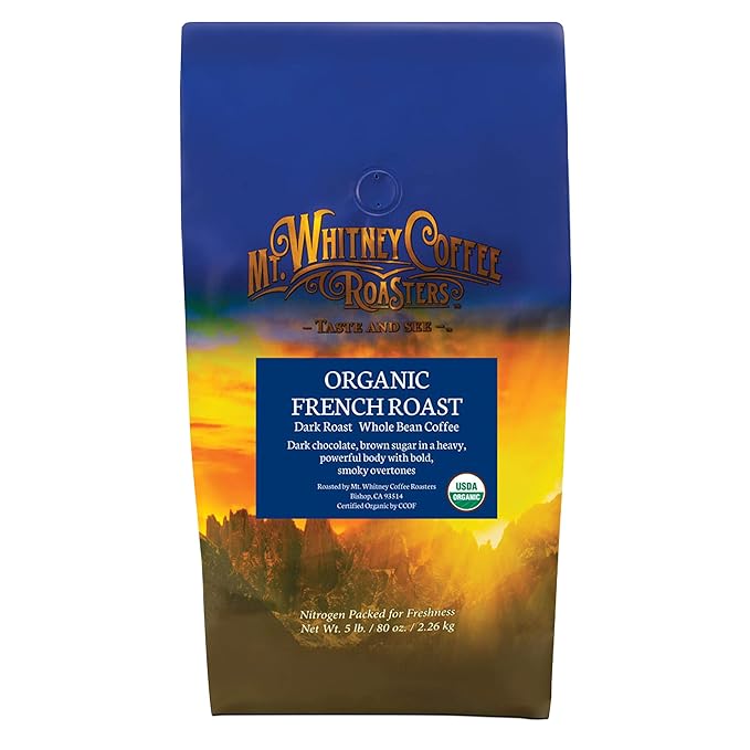 Mt. Whitney Organic French Roast Dark Roast Low Acid Coffee (Whole Bean 5 Lb)