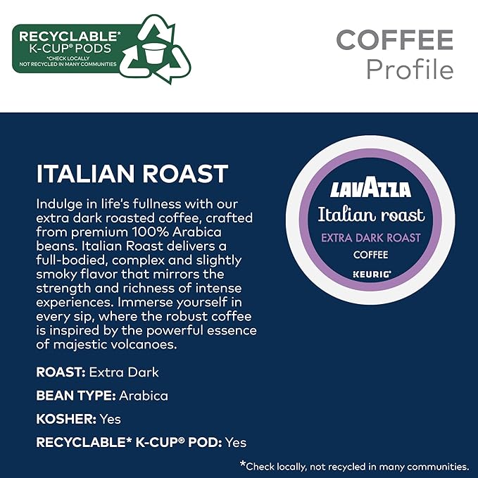 Lavazza Italian Roast Keurig Single Serve K-Cup Pods 60ct (6 Packs of 10)
