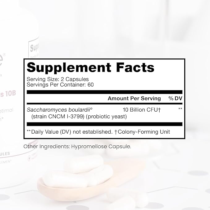 Saccharomyces Boulardii Probiotics 10 Billion CFU Made in USA | No Fillers Patented Strain: Lynside CNCM I-3799 Probiotics for Men and Women | Pure TheraPro Rx Pharma Grade 120 Count