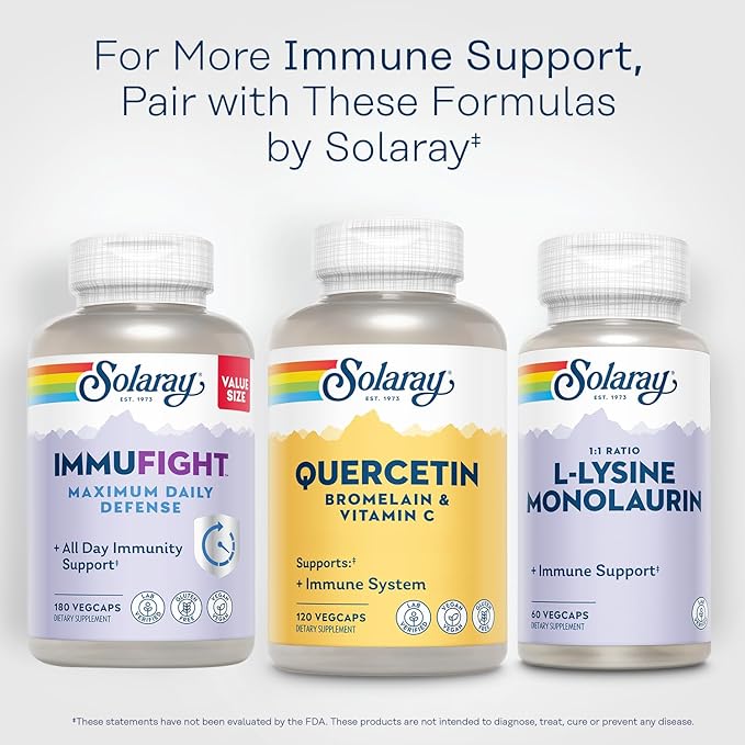 SOLARAY QBC Plex | Quercetin &amp Bromelain Plus Vitamin C | Year Round Immune Function &amp Respiratory Health Support | Non-GMO &amp Vegan | 120 VegCaps