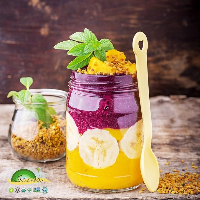 Greenbow Organic Bee Pollen - 100% USDA Certified Organic Non-GMO Halal Kosher Certified Pure &amp Natural Bee Pollen - Superfood Packed with Proteins Vitamins &amp Minerals - Gluten Free - 8oz