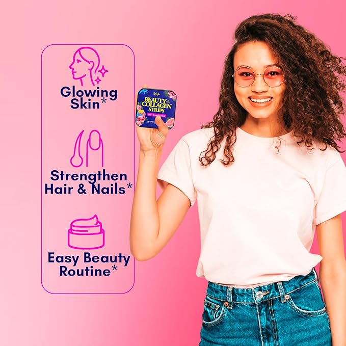 LALOLA Beauty + Collagen Strips – Mango Flavor | Collagen Peptides &amp Vitamin E for Radiant Skin Hair &amp Nails (30 Strips)