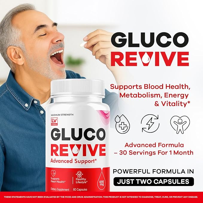 (2 Pack) Gluco Revive Capsules - Official GlucoRevive Advanced Formula Support Pills - Maximum Strength Natural Gluco Revive Vitamins for Overall Health &amp Wellness Reviews 120 Capsules for 2 Mon