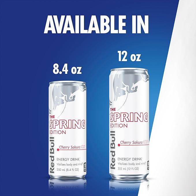 Red Bull Spring Edition Energy Drink Cherry Sakura 114mg Caffeine Taurine &amp B Vitamins 12 oz. Pack of 24 Cans