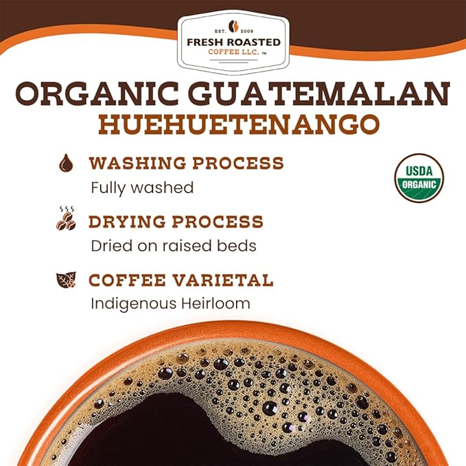 Fresh Roasted Coffee Organic Guatemala | Single Origin USDA Organic Mold &amp Myco 3rd Party Tested Kosher | 72 Pods for K Cup Brewers