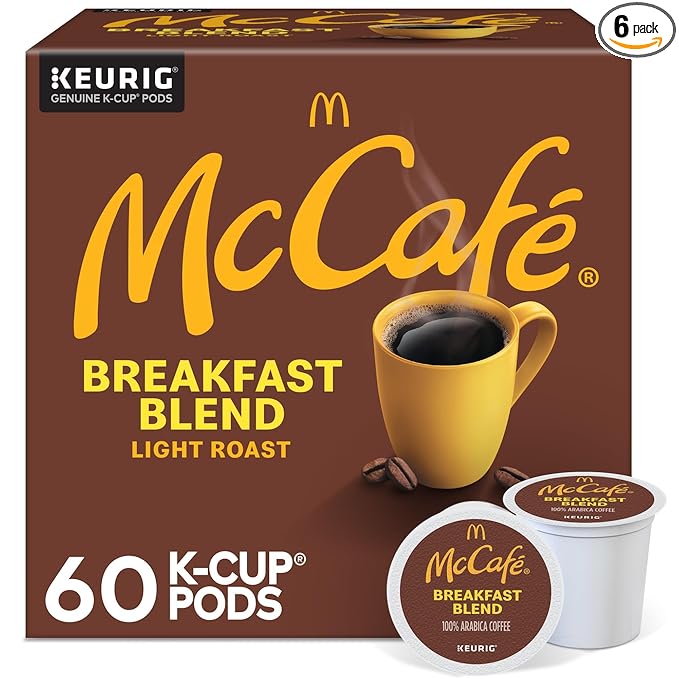 McCafe Breakfast Blend Single Serve Coffee Keurig K-Cup Pods Light Roast 60 Count (6 Packs of 10)