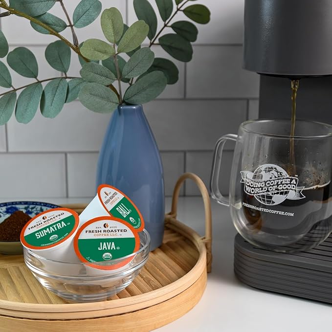 Fresh Roasted Coffee USDA Organic Variety Pack | 96 Pods for K Cup Brewers