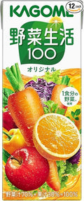 Kagome Vegetable Life 100 Yasai Seitaku 100 Original Carrort &amp Orange Mixed Vegetables &amp Fruits Drinks Beverages 200ml (Pack of 12) Salt Free No Sugar Added MADE IN JAPAN