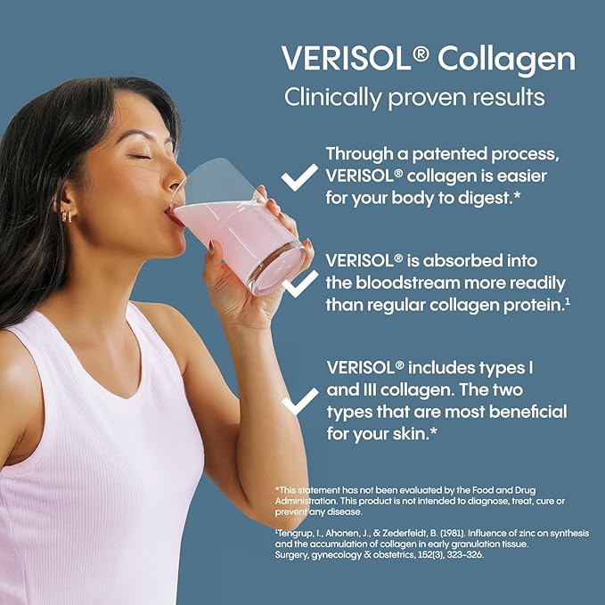 Hydralyte Verisol Collagen Packets with Electrolytes Hydration Packets with Collagen for Women and Men Electrolytes Powder with Collagen for Travel and Daily Hydration with Vitamin C (30 Count)