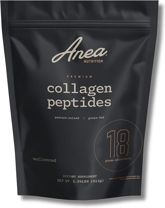 Anea Collagen Peptides - Unflavored | 18g Protein | Supports Skin Hair Nails &amp Joints | Highly Bioavailable | Mixes Easily in Hot or Cold Drinks | Made in GMP Facility