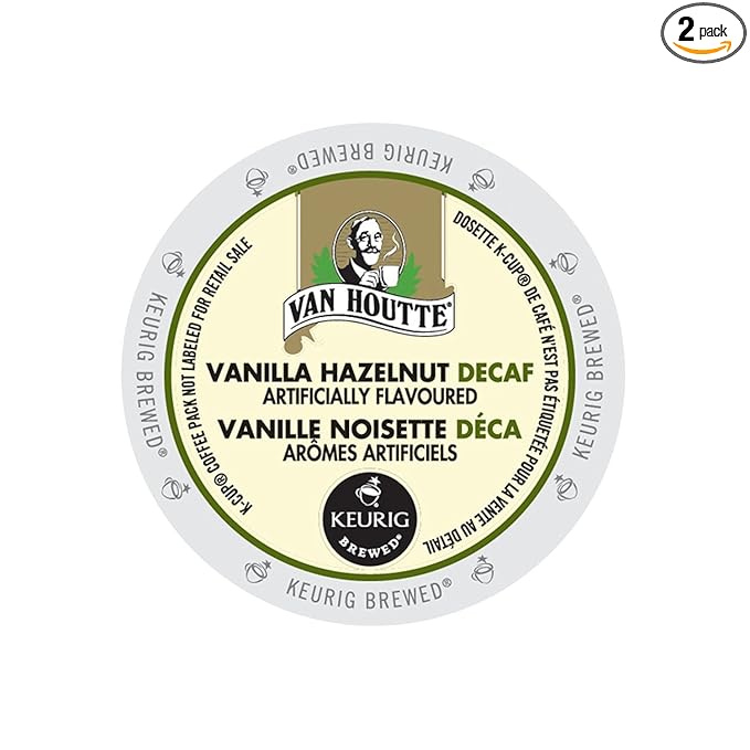 Van Houtte Vanilla Hazelnut Decaffeinated Coffee 24-Count K-Cups for Keurig Brewers (Pack of 2)