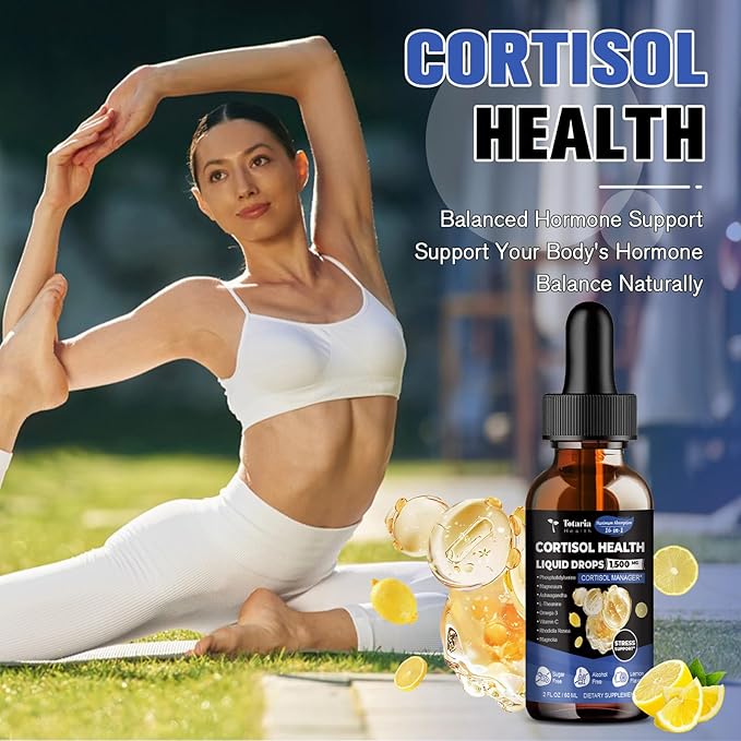 Totaria cortisol Supplement Liquid Drops Hormone Balance for Women Men with Magnesium ComplexAshwagandhaRhodiola RoseaL TheaninePhosphatidylserine Supplements Mood Focus Sleep Support 2 FL.OZ