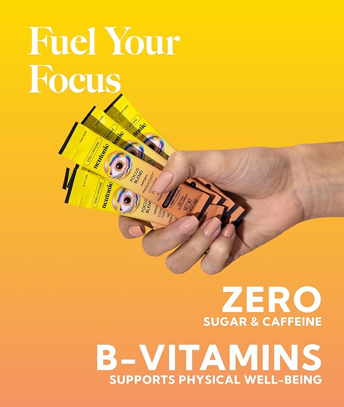 Neutonic Nootropic Focus Blend Powder | Peach Mango 16 Sticks | Caffeine Free Zero Sugar | Support Memory Mental Clarity Cognitive Function | Boost Focus Energy Brain Health