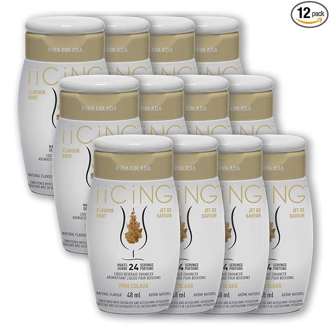 iiCiNG Flavour Shot – Pina Colada - All Natural flavours | Zero Calories | 1 bottle | 48ml | 24 servings|You’re in control of your own flavour |Take it with you| All you need to do is squirt | 12 pack