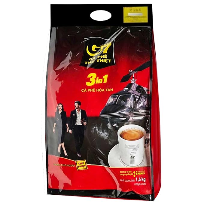 Trung Nguyen G7 3-in-1 Instant Premium Vietnamese Coffee 100 Servings Sticks x16g Beverage Vietnam Origin (1 Pack)