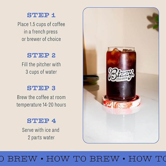 Bizzy Organic Cold Brew Coffee | Bundle | Coarse Ground Coffee | Dark &amp Bold 1 LB + Smooth &amp Sweet Pitcher Pack 12-count | 2 Pack