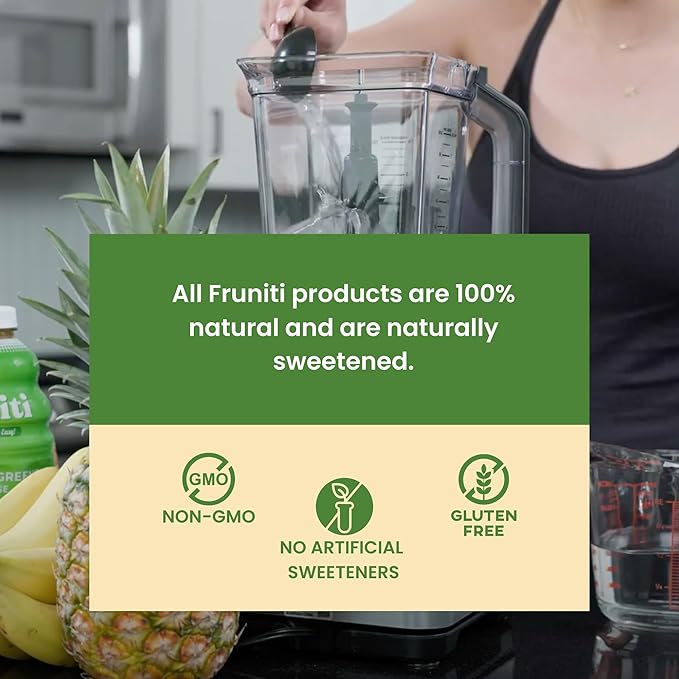 Fruniti Super Greens Smoothie Mix - Cleanse + Detox - No Sugar Added - Fruit + Veggie Puree - Spirulina Spinach Kale Cucumber Lemongrass Apple Banana Kiwi - Makes 24 Smoothies