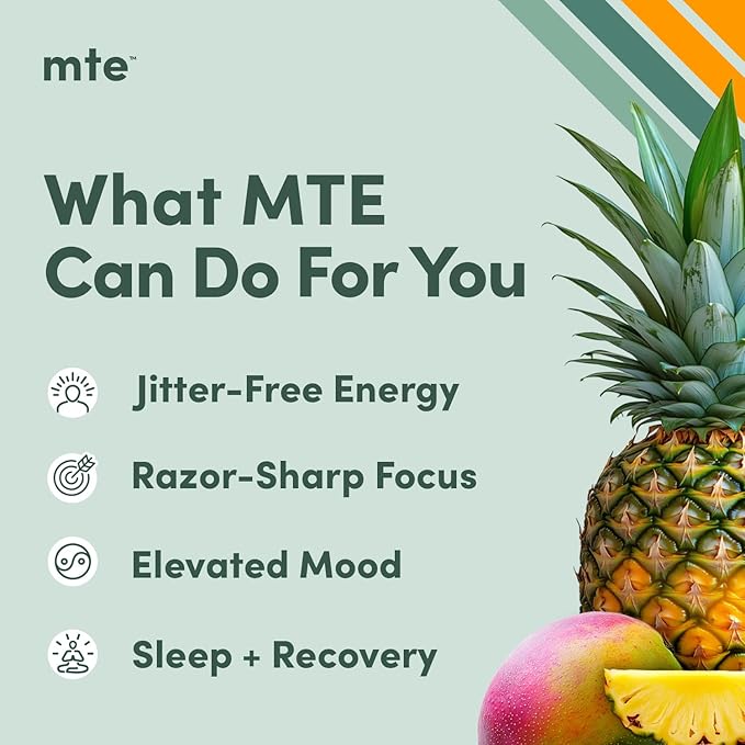 MTE Caffeine-Free Energy Drink Powder with Paraxanthine – Clean Energy for Focus Mood &amp Productivity | 24 Energy Drink Packets