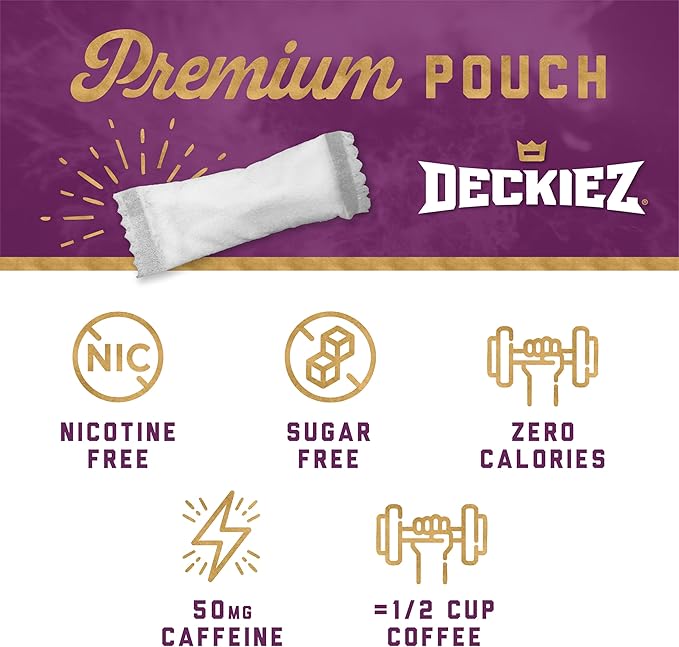 Deckiez Energy Pouches 5 Cans (100 Pouches) Sugar Free Caffeine Supplement Coffee Pouches &amp Energy Drink Alternative 50mg Caffeine Pouches Berry Flavor