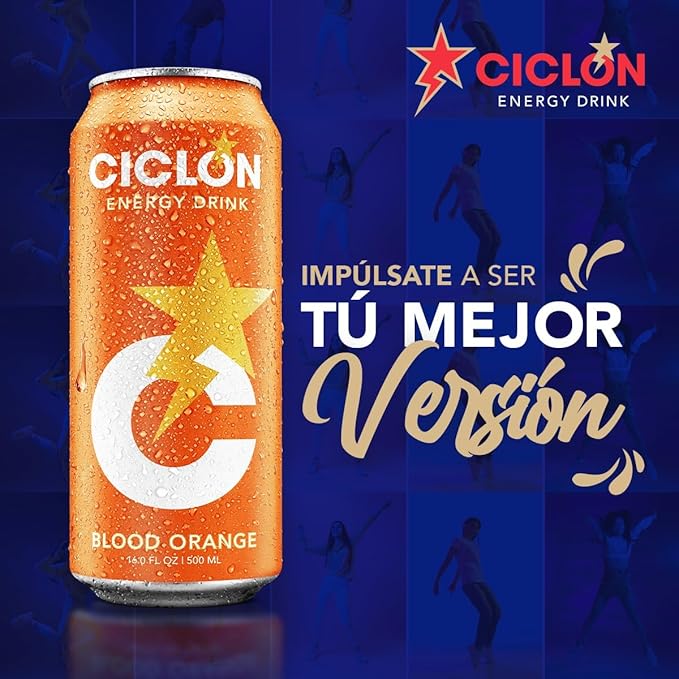 Ciclon Energy Drink Blood Orange Flavor 24 Cans (10 Fl Oz)