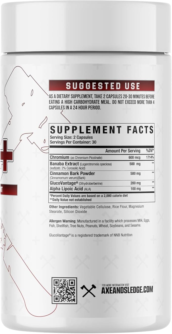 Axe &amp Sledge GDA+ Glucose Disposal Agent | Supports Nutrient Absorption Stable Blood Glucose and Muscle Glycogen Replenishment | 30 Servings