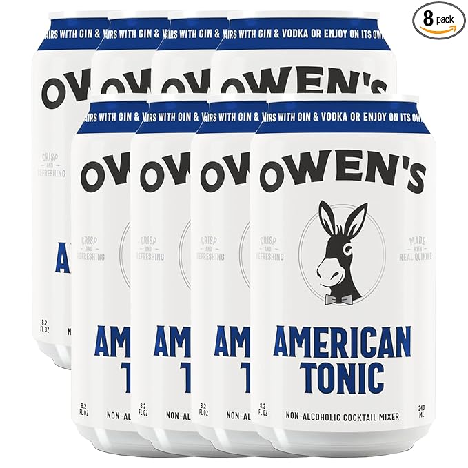 Owen’s Craft Mixers | American Tonic 8 Pack | Handcrafted in the USA with Premium Ingredients | Vegan &amp Gluten-Free Soda Mocktail and Cocktail Mixer