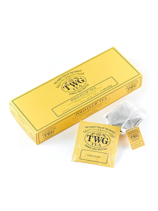 TWG Tea | Polo Club Tea | Green Tea | Caramel | 15 Hand Sewn Cotton Teabags | Gift Set