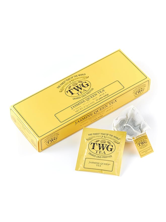 TWG Tea | Jasmine Queen Tea | Green Tea | Jasmine Flowers | 15 Hand Sewn Cotton Teabags | Gift Set