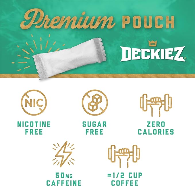 Deckiez Energy Pouches 5 Cans (100 Pouches) Sugar Free Caffeine Supplement Coffee Pouches &amp Energy Drink Alternative 50mg Caffeine Pouches Wintergreen Flavor
