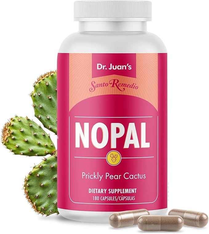 Santo Remedio Nopal Sugar and Gluten Free Dietary Supplement Prickly Pear Cactus Dietary Supplement 700 mg 180 Capsules 90 Servings Per Container