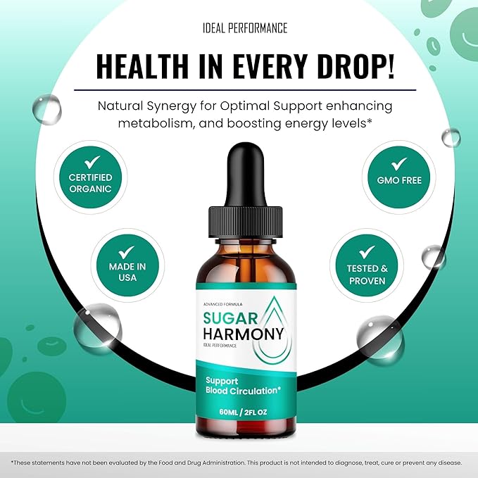 Sugar Harmony Drops SugarHarmony Blood Formula Support Supplement Drops - Maximum Strength All Natural Healthy Circulation Stable Levels &amp Overall Health Advanced Sugar Harmony Reviews (1 Pack