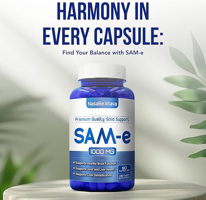 Extra Strength SAM-e Supplement | Same S-Adenosyl-L-Methionine 1000mg per Serving for Bone and Mood Support Supplement | Made in The USA Non-GMO and Gluten Free (45 Day Supply) (Single)