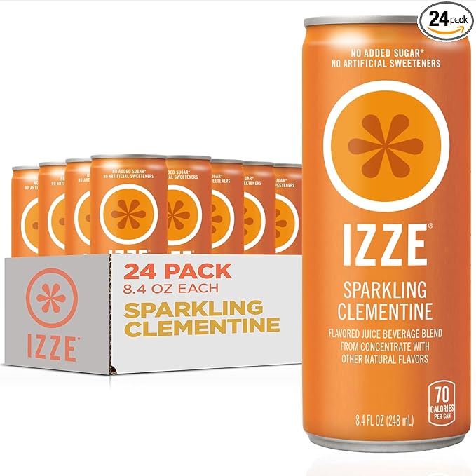 IZZE Sparkling Water Juice Beverage Blend Clementine No Sugar Added 8.4 FL OZ 24 Cans
