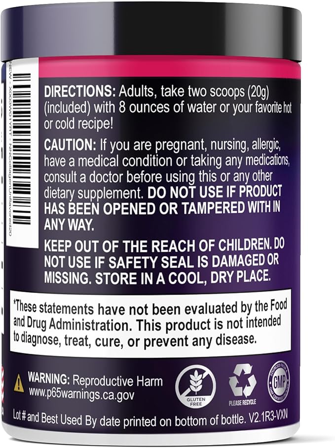 Collagen Peptides Powder - Hydrolyzed Type 1 &amp 3 Collagen Powder 20g per Serving with Hyaluronic Acid &amp Biotin - Vital Nails Skin &amp Joint Support - No Sugar Unflavored Bottled in USA -