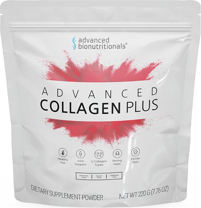Advanced Collagen Plus Powder – 5 Types of Collagen (I II III V X) with Biotin &amp Chondroitin Sulfate – Supports Skin Hair Joints &amp Nails – Unflavored Easy-Mix Formula