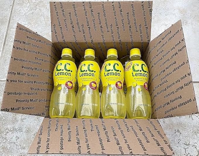 Japan C.C. Lemon 8 bottles Japanese Lemon Softdrinks by Suntory (500ml X 8 bottles)