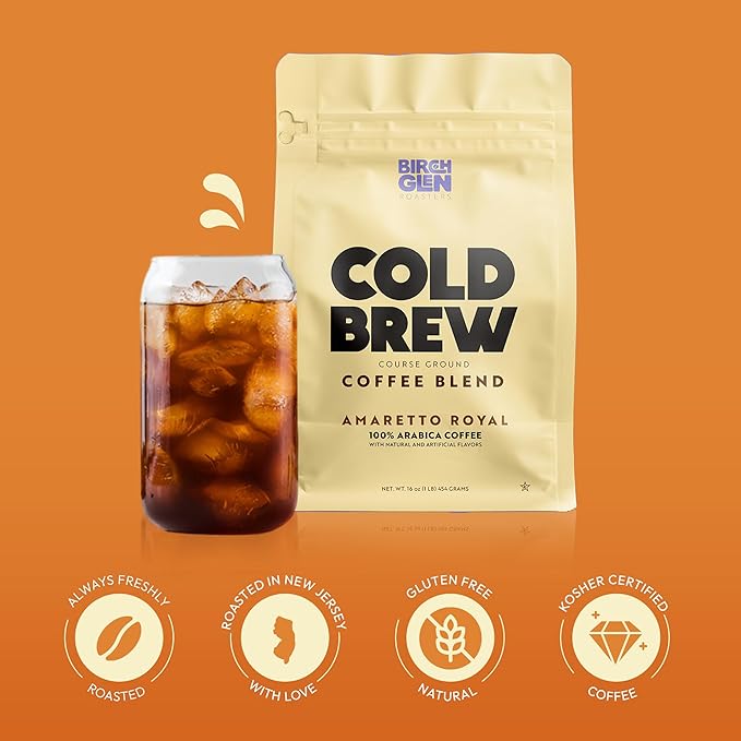 1 lb Medium Roast Cold Brew Coffee Coarse Ground Coffee by Birch Glen Roasters 16 oz Resealable Bag 100% Arabica