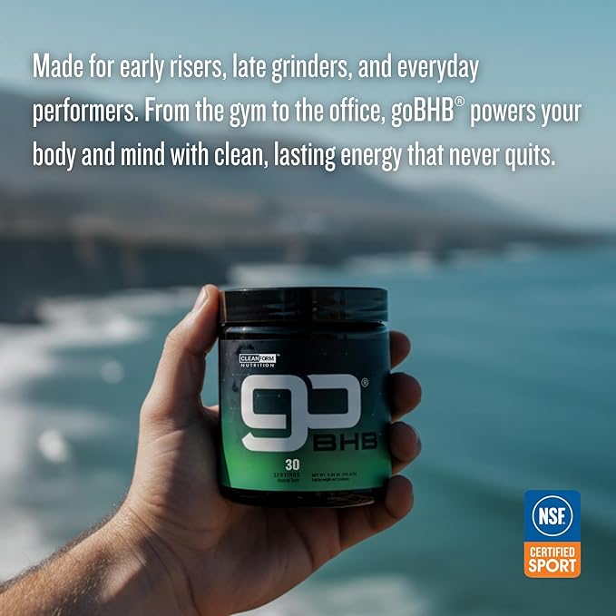 goBHB® Clean Energy Powder | NSF Sport Certified | Cellular Fuel with BHB Salts | Enhances Endurance Mental Clarity Hydration &amp Recovery | No Caffeine or Sugar | Neutral Flavor