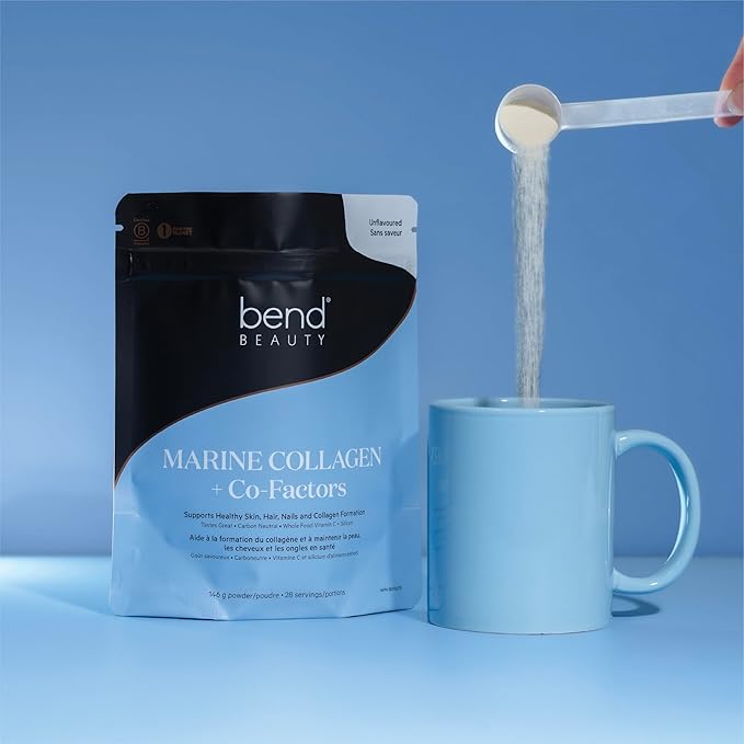 Bend Beauty Marine Collagen + Co-Factors | Unflavored Collagen Powder | Hydrolyzed Collagen Supplement | Fish Collagen Peptides + Silicon + Vitamin C | Supports Healthy Skin Hair and Nails