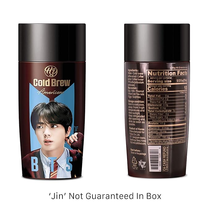 PALDO BTS BangTan Kpop Cold Brew Americano Coffee Bottled Drinks Ready To Drink Unsweetened Beverage Bottle Random Assortment Box (24 Pack x 9.13 Fl Oz)