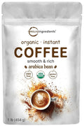 Organic Instant Coffee 1lb Powder | Premium Arabica Coffee Beans Source | Medium to Dark Roast | Natural Fresh Flavor | Smooth &amp Rich | Non-GMO Gluten Free