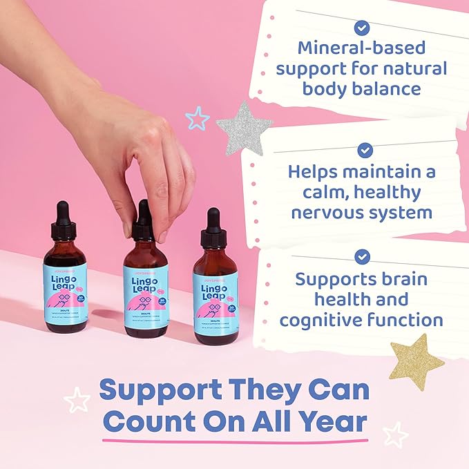 JoySpring LingoLeap – Liquid Kids Formula with Zeolite Clinoptilolite Methylated B12 &amp Vitamin D3 | Gentle Daily Support for Kids’ Wellness | Ages 3+ | (1fl oz) 30 Servings