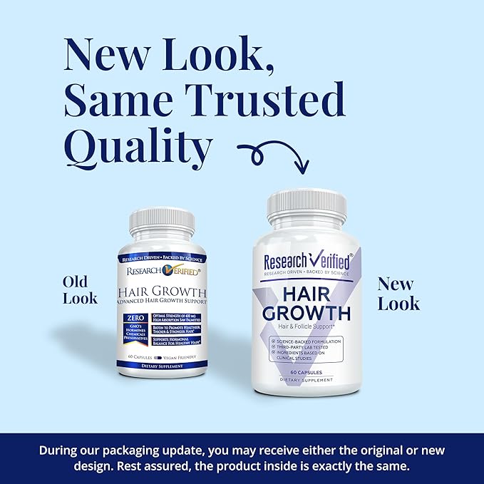 Research Verified Hair Growth Support - with Biotin DHT Blockers &amp Vitamins - Hair Growth and Hair Loss Prevention 1 Bottle (1 Month Supply)