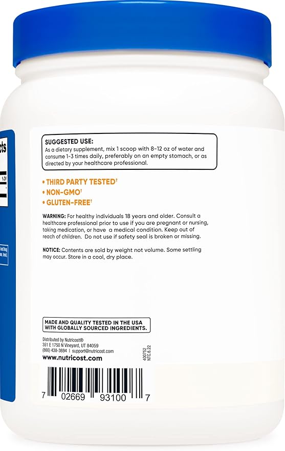 Nutricost Pure GABA (Gamma Aminobutyric Acid) Powder (500 Grams/1.1 pounds) (3 Pack)
