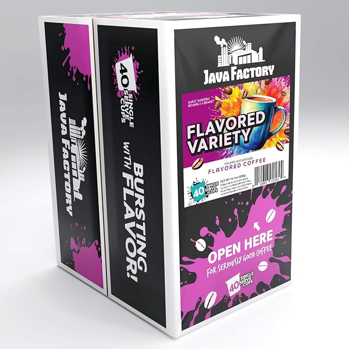 Java Factory Flavored Coffee Pods Assorted Sampler Variety Pack Compatible with K Cup Brewers Including 2.0 40 Count