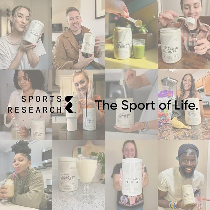 Sports Research® Multi Collagen Protein Powder - Food Sourced Collagen Peptides (Type I II III V X) with Hyaluronic Acid + Vitamin C - Gluten Free · Non-GMO · 30 Servings (Unflavored)