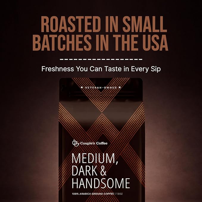 Couple's Coffee | Malibu Vanilla Flavored + Medium Dark and Handsome Coffee | Medium &amp Medium Dark Roast Ground Coffee | Valentine’s Day | His and Hers | 12oz | 100% Arabica