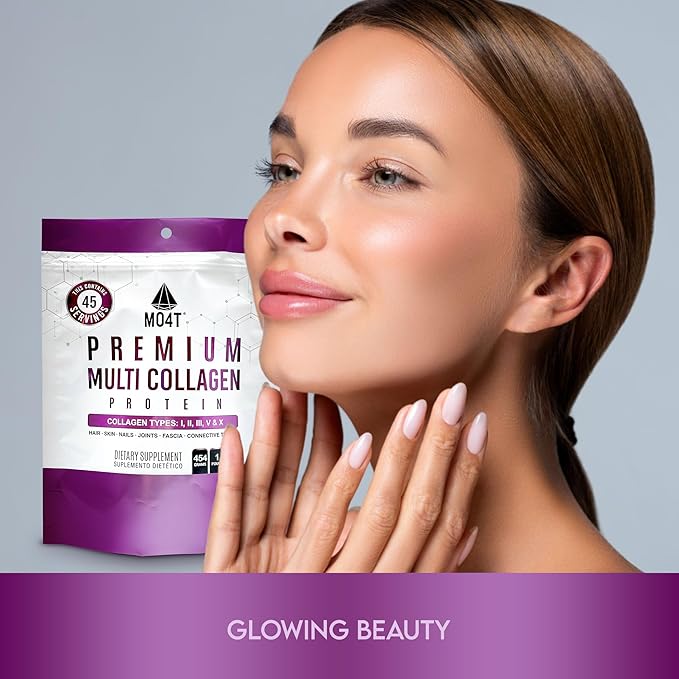 MO4T Hydrolyzed Multi Collagen Powder -Collagen Protein- Collagen Peptides-Type 123510 -Sugar-Free (1 Pound) Hair Skin &amp Nail Paleo &amp Keto Non-GMO