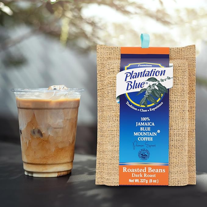 Plantation Blue 100% Blue Mountain Coffee Dark Roast Whole Bean Premium Jamaican Coffee 8oz