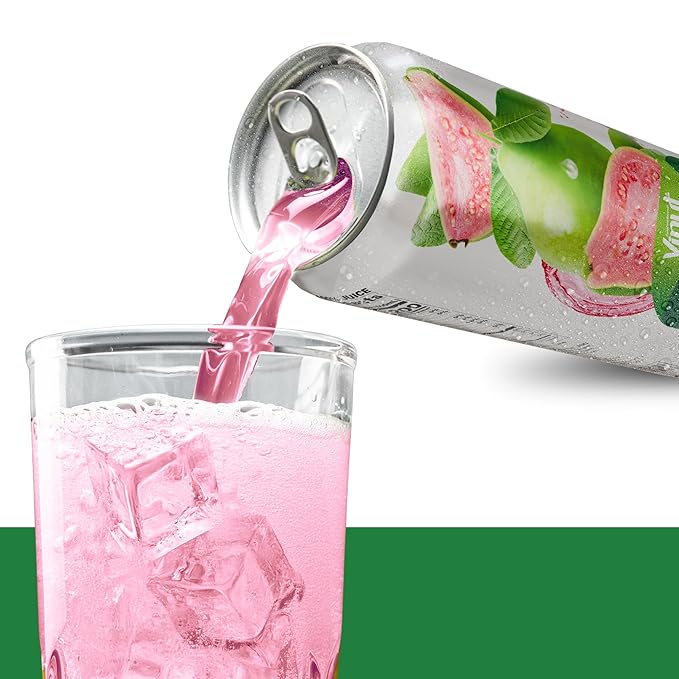 VINUT 100% Pink Guava Juice No Added Sugar Not From Concentrate 16.9 fl oz (500 mL) Can Pack of 12